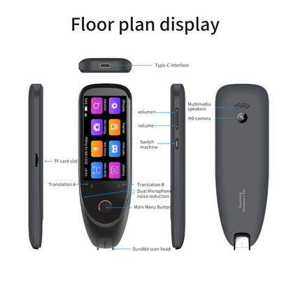 BOELEO S50 Translation Pen Scanner – 3″ Touchscreen Language Translator & Text Scanner, 112 Languages