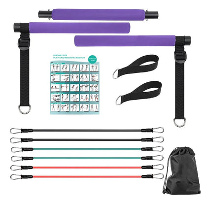 Pilates Bar Kit with Resistance Bands, Full-Body Home Gym Workout Set, Portable Yoga & Strength Training Equipment