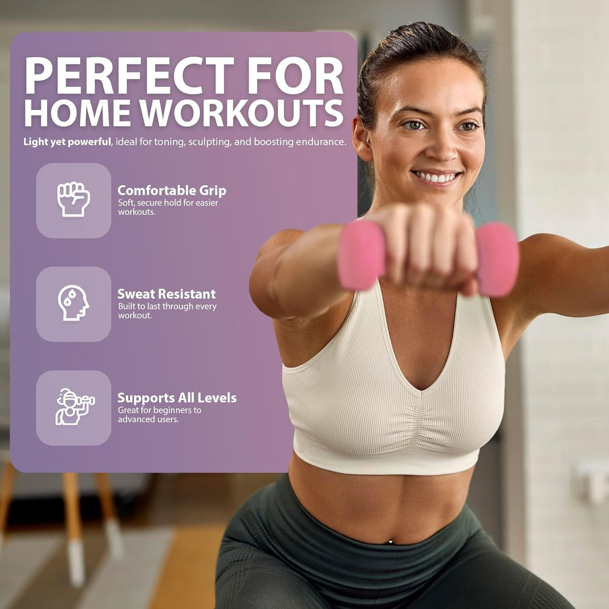Neoprene Dumbbell Set, Cast Iron Hand Weights for Home Gym, Strength Training, Fitness & Aerobic Exercise