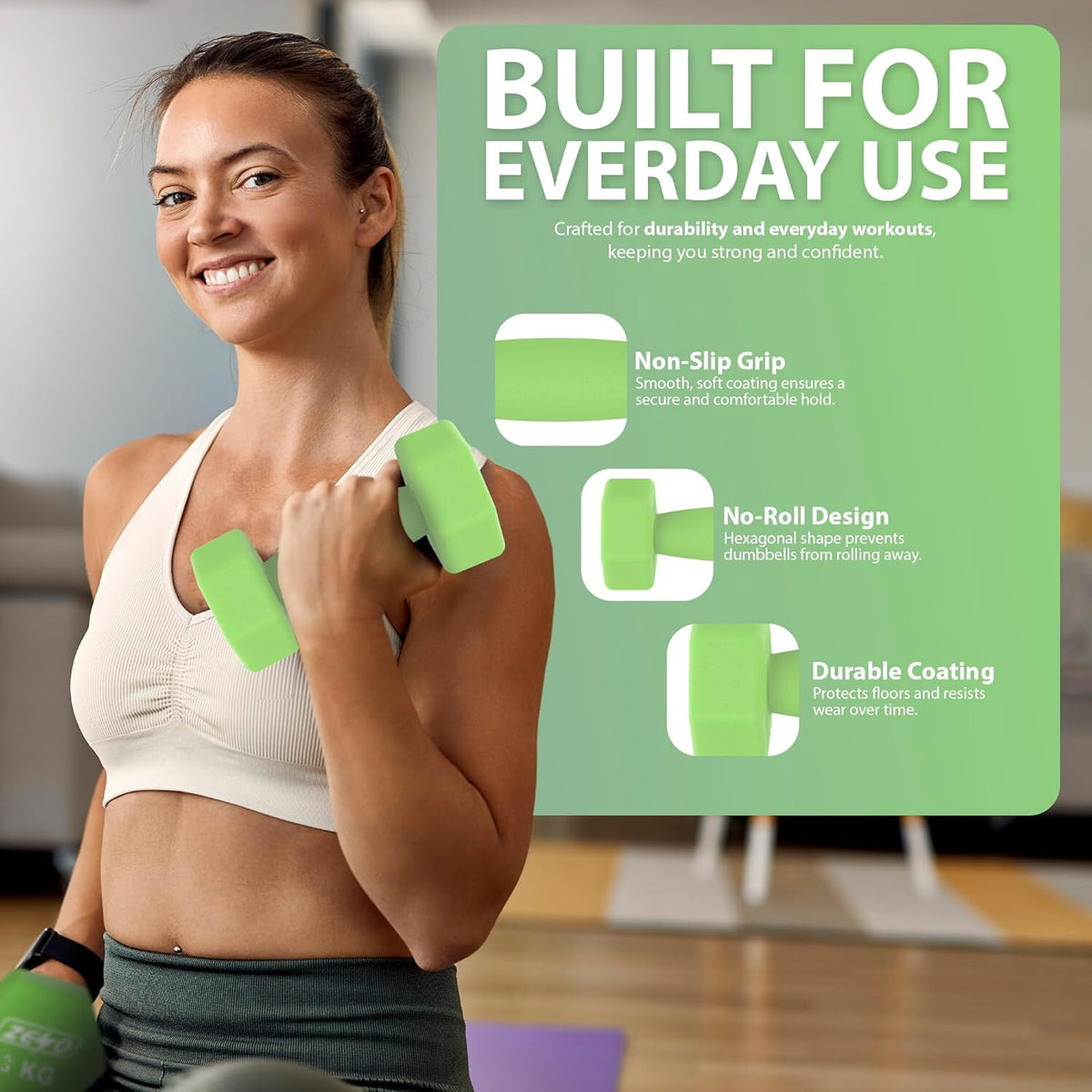 Neoprene Dumbbell Set, Cast Iron Hand Weights for Home Gym, Strength Training, Fitness & Aerobic Exercise