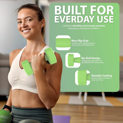 Neoprene Dumbbell Set, Cast Iron Hand Weights for Home Gym, Strength Training, Fitness & Aerobic Exercise