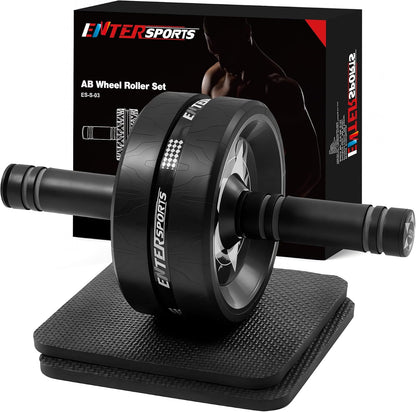 Ab Roller Wheel with Extra-Thick Non-Slip Knee Mat, Core & Abdominal Workout Equipment