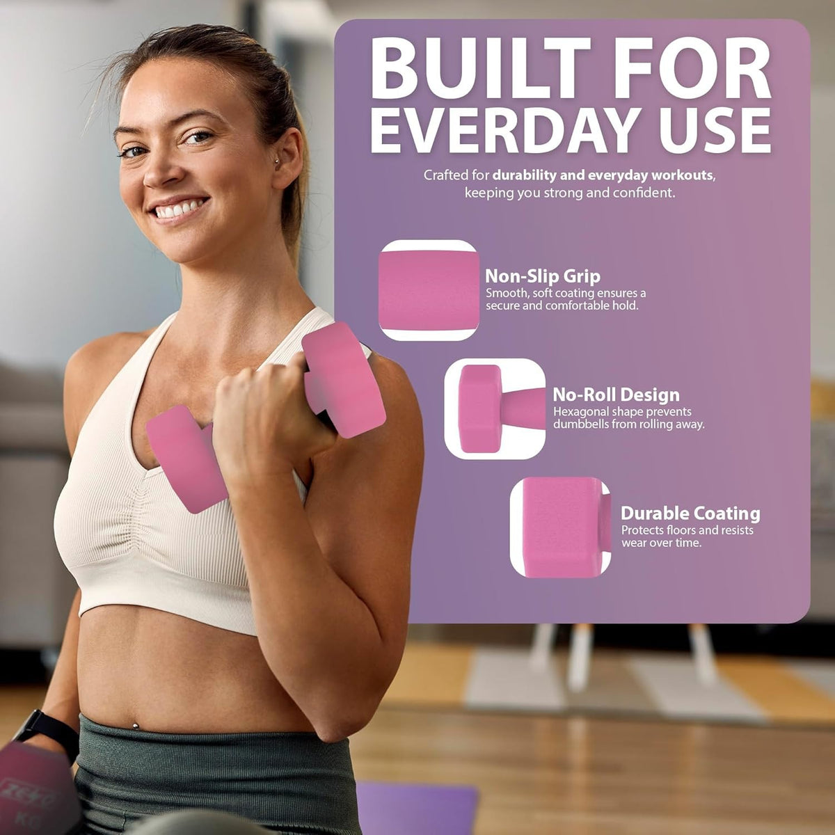Neoprene Dumbbell Set, Cast Iron Hand Weights for Home Gym, Strength Training, Fitness & Aerobic Exercise