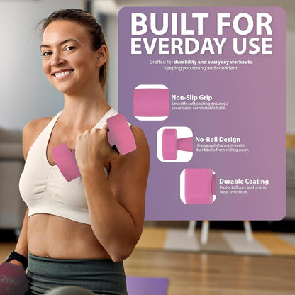 Neoprene Dumbbell Set, Cast Iron Hand Weights for Home Gym, Strength Training, Fitness & Aerobic Exercise