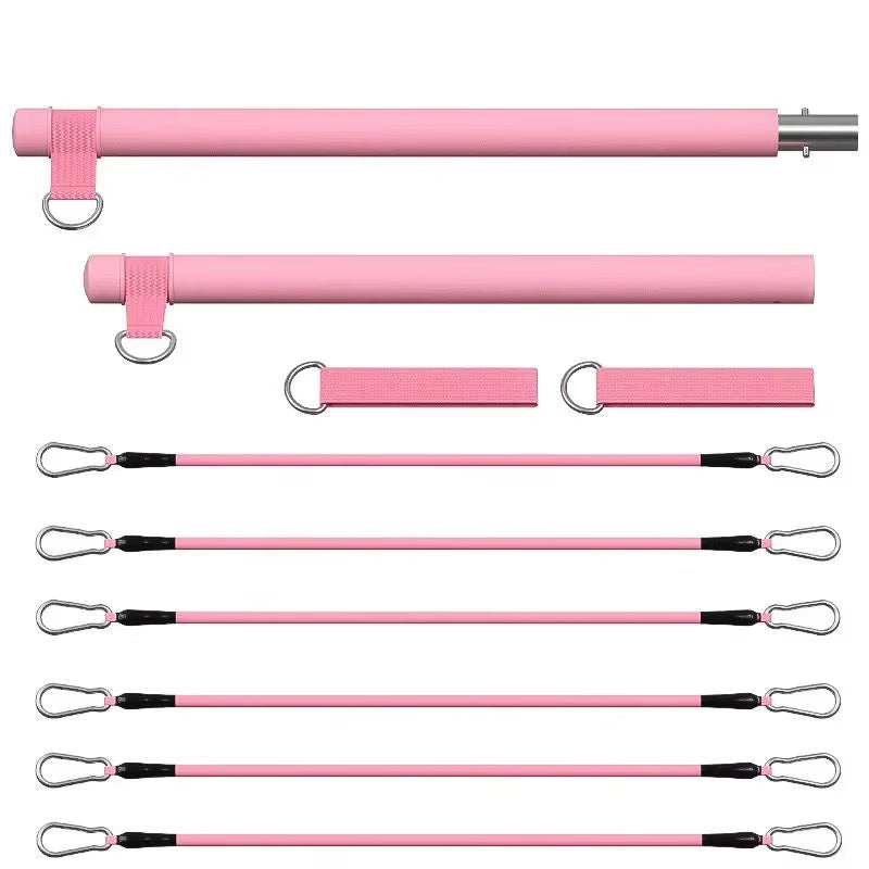 Pilates Bar Kit with Resistance Bands, Full-Body Home Gym Workout Set, Portable Yoga & Strength Training Equipment