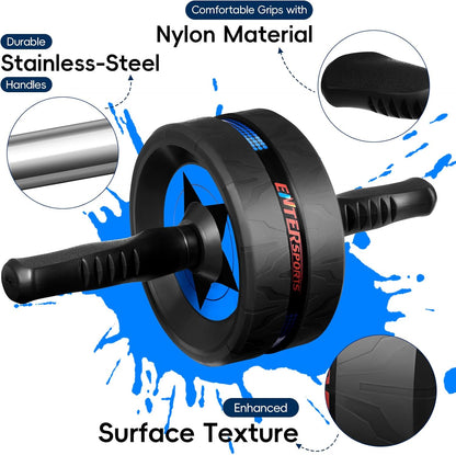 Ab Roller Wheel with Extra-Thick Non-Slip Knee Mat, Core & Abdominal Workout Equipment