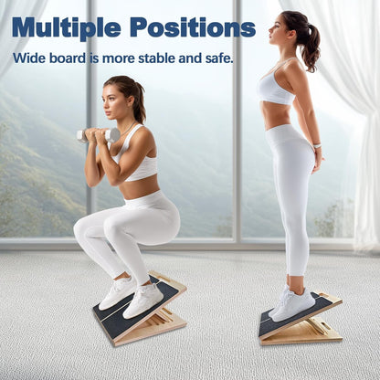 Adjustable Wooden Slant Board – Calf Stretch & Ankle Mobility Wedge for Squats, Balance & Leg Training