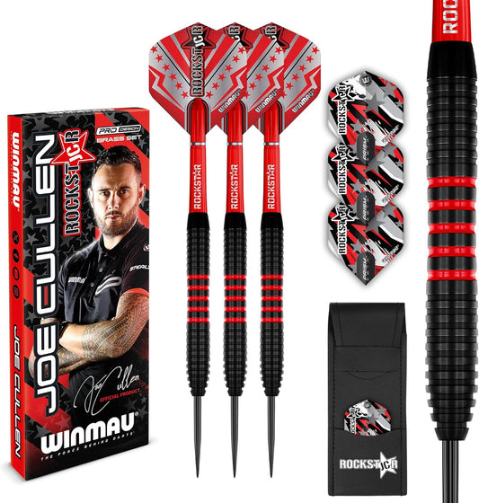 WINMAU Joe Cullen Rockstar 20g Brass Darts Set – Flights, Shafts & Checkout Card