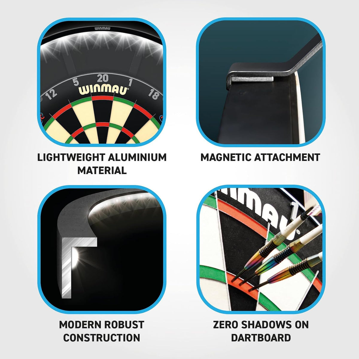 WINMAU Polaris Dartboard Light – 120° LED Lighting System with Magnetic Attachment