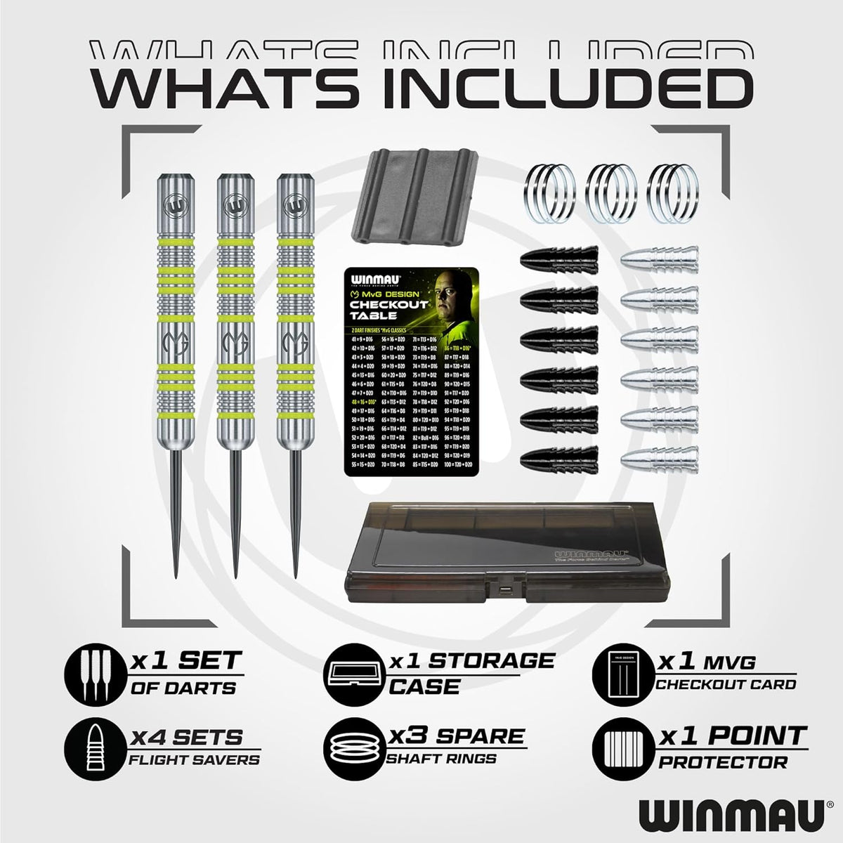 WINMAU Michael van Gerwen Gift Set – 50-Piece Steel Tip or Soft Tip Darts Set