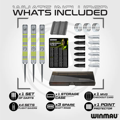WINMAU Michael van Gerwen Gift Set – 50-Piece Steel Tip or Soft Tip Darts Set