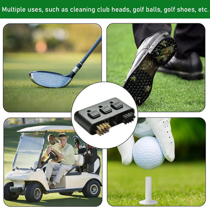 MEKEET Golf Club Cleaning Brush, 3-Piece Set, Black, Golf Club & Groove Cleaner
