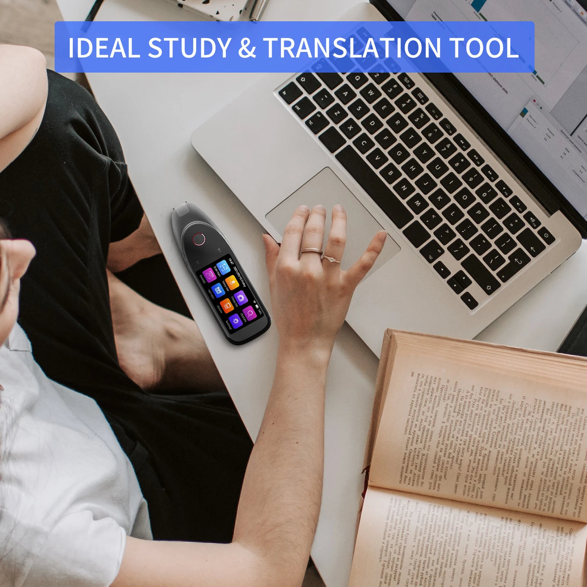 BOELEO S50 Translation Pen Scanner – 3″ Touchscreen Language Translator & Text Scanner, 112 Languages