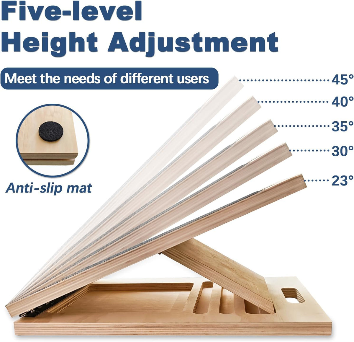 Adjustable Wooden Slant Board – Calf Stretch & Ankle Mobility Wedge for Squats, Balance & Leg Training