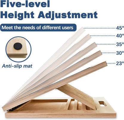 Adjustable Wooden Slant Board – Calf Stretch & Ankle Mobility Wedge for Squats, Balance & Leg Training