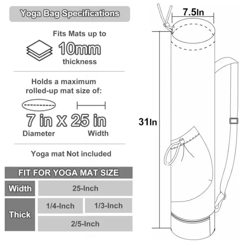 Large-Capacity Yoga Mat Bag – Adjustable Shoulder Strap, Water Bottle Pocket & Wet Compartment