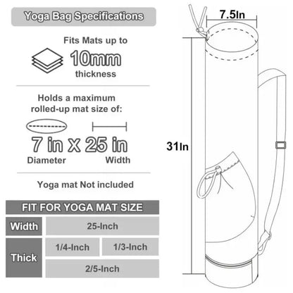 Large-Capacity Yoga Mat Bag – Adjustable Shoulder Strap, Water Bottle Pocket & Wet Compartment