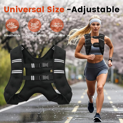 Weighted Vest with Reflective Stripes – Adjustable Workout & Strength Training Vest for Running, Fitness & Exercise