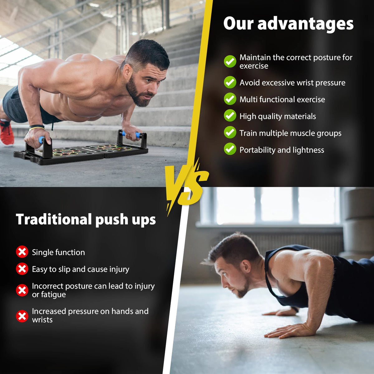 Multifunctional Push-Up Board & Handles – Foldable Home Workout Strength Training System
