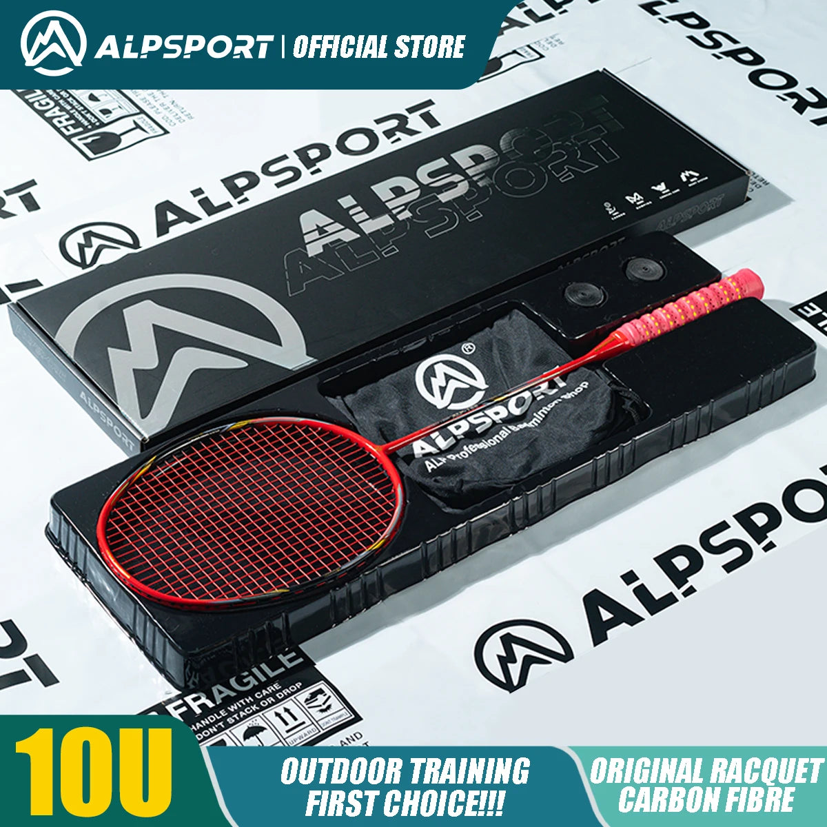 ALPSPORT AIR 10U Ultralight 52g T800 Badminton Racket Fast Rebound Lmported MAX 28LBS Carbon Fiber + Titanium Badminton Racket
