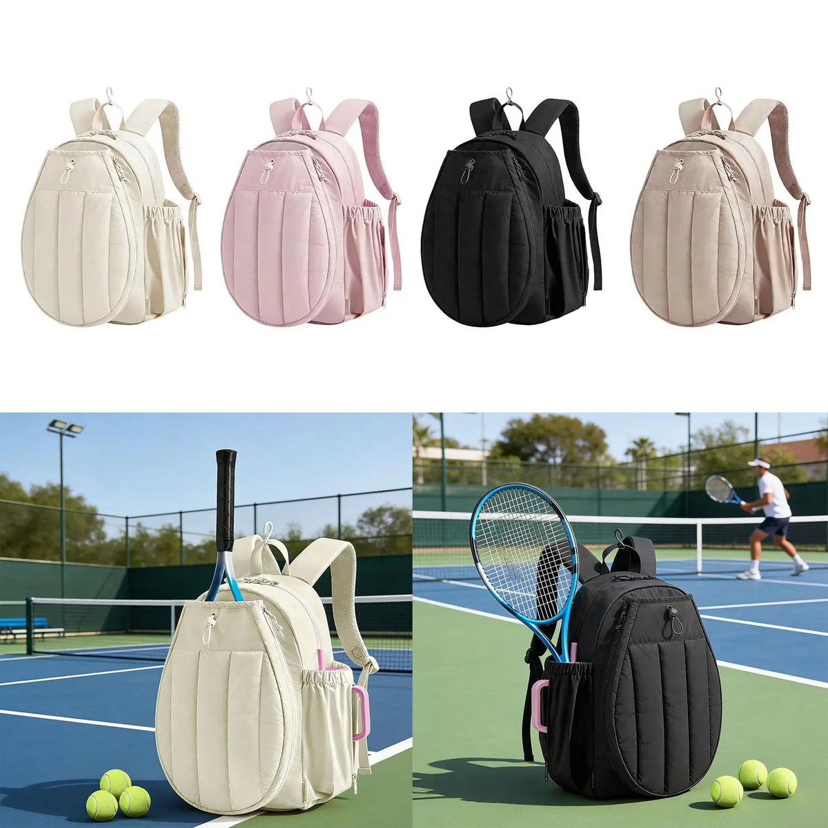 Waterproof Tennis Racket Bag, Large-Capacity Sports Carry Bag with Multiple Compartments, for Tennis, Gym & School