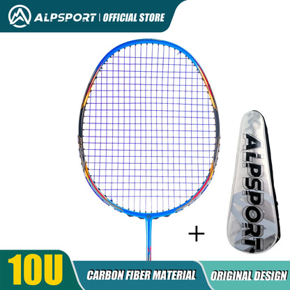 ALPSPORT AIR 10U Ultralight 52g T800 Badminton Racket Fast Rebound Lmported MAX 28LBS Carbon Fiber + Titanium Badminton Racket