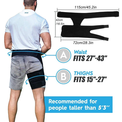 Hip & Thigh Compression Support Sleeve – Adjustable Hamstring, Groin & Quad Support Wrap for Sports & Exercise