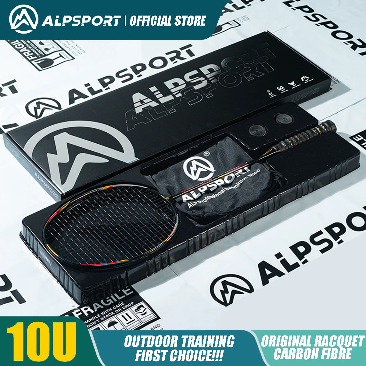 ALPSPORT AIR 10U Ultralight 52g T800 Badminton Racket Fast Rebound Lmported MAX 28LBS Carbon Fiber + Titanium Badminton Racket