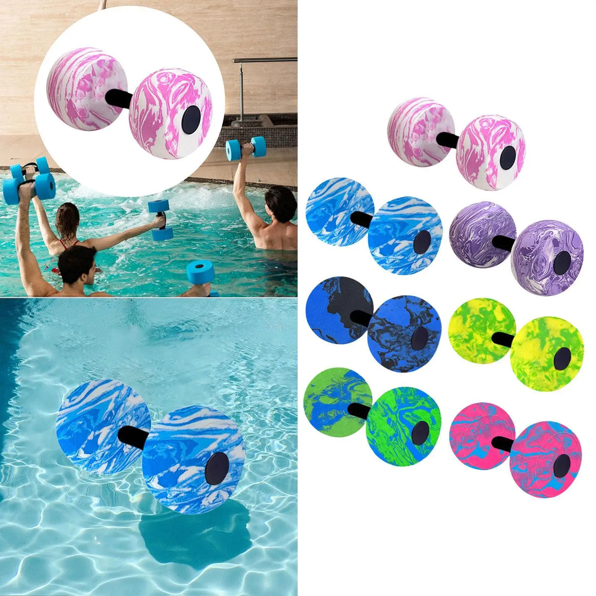 Aquatic Exercise Dumbbells – Water Aerobics, Pool Workout & Swim Training Fitness Weights