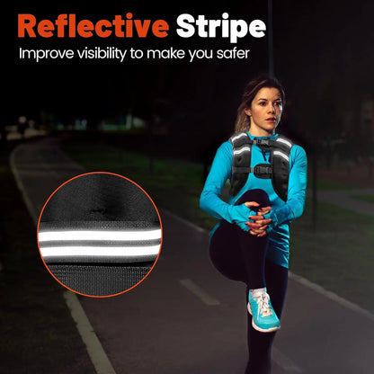 Weighted Vest with Reflective Stripes – Adjustable Workout & Strength Training Vest for Running, Fitness & Exercise