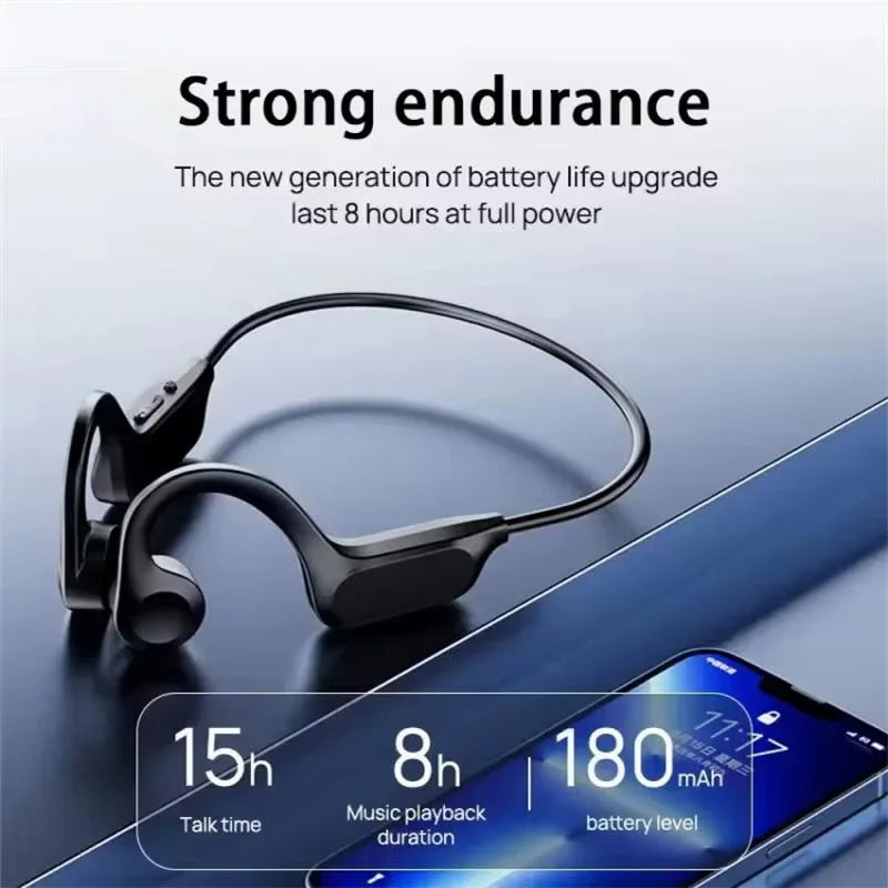 Wireless Bone Conduction Sports Headphones – Bluetooth Earphones with Microphone for Running, Swimming & Fitness