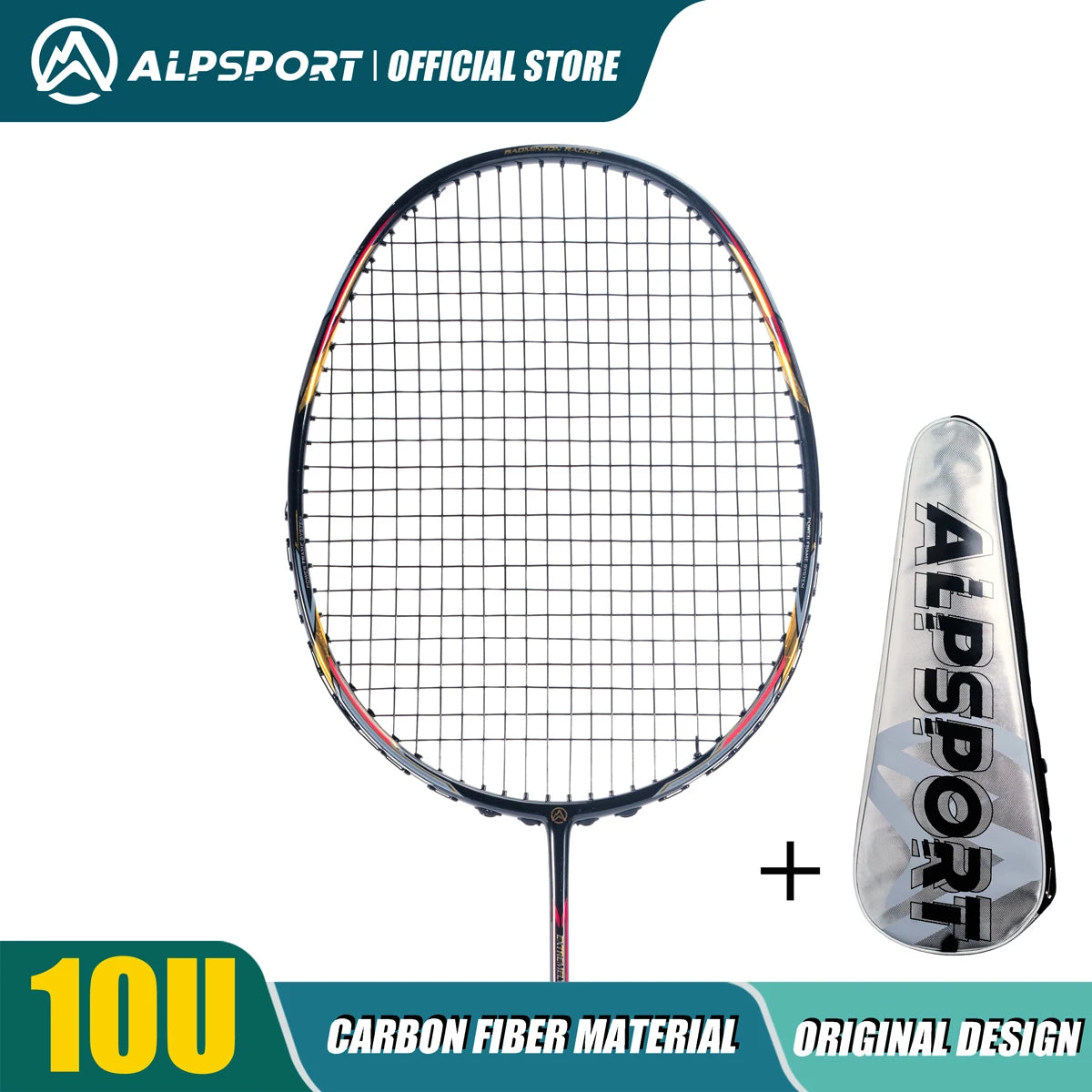 ALPSPORT AIR 10U Ultralight 52g T800 Badminton Racket Fast Rebound Lmported MAX 28LBS Carbon Fiber + Titanium Badminton Racket