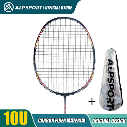 ALPSPORT AIR 10U Ultralight 52g T800 Badminton Racket Fast Rebound Lmported MAX 28LBS Carbon Fiber + Titanium Badminton Racket