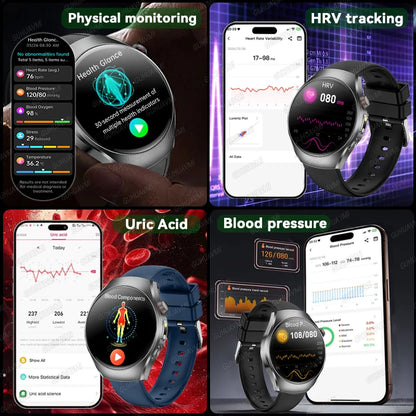 GUHUAVMI AI Smartwatch, 1.47" AMOLED Fitness Watch with ECG & PPG Monitoring, Blood Pressure Tracking, Smart Health Features for Men & Women