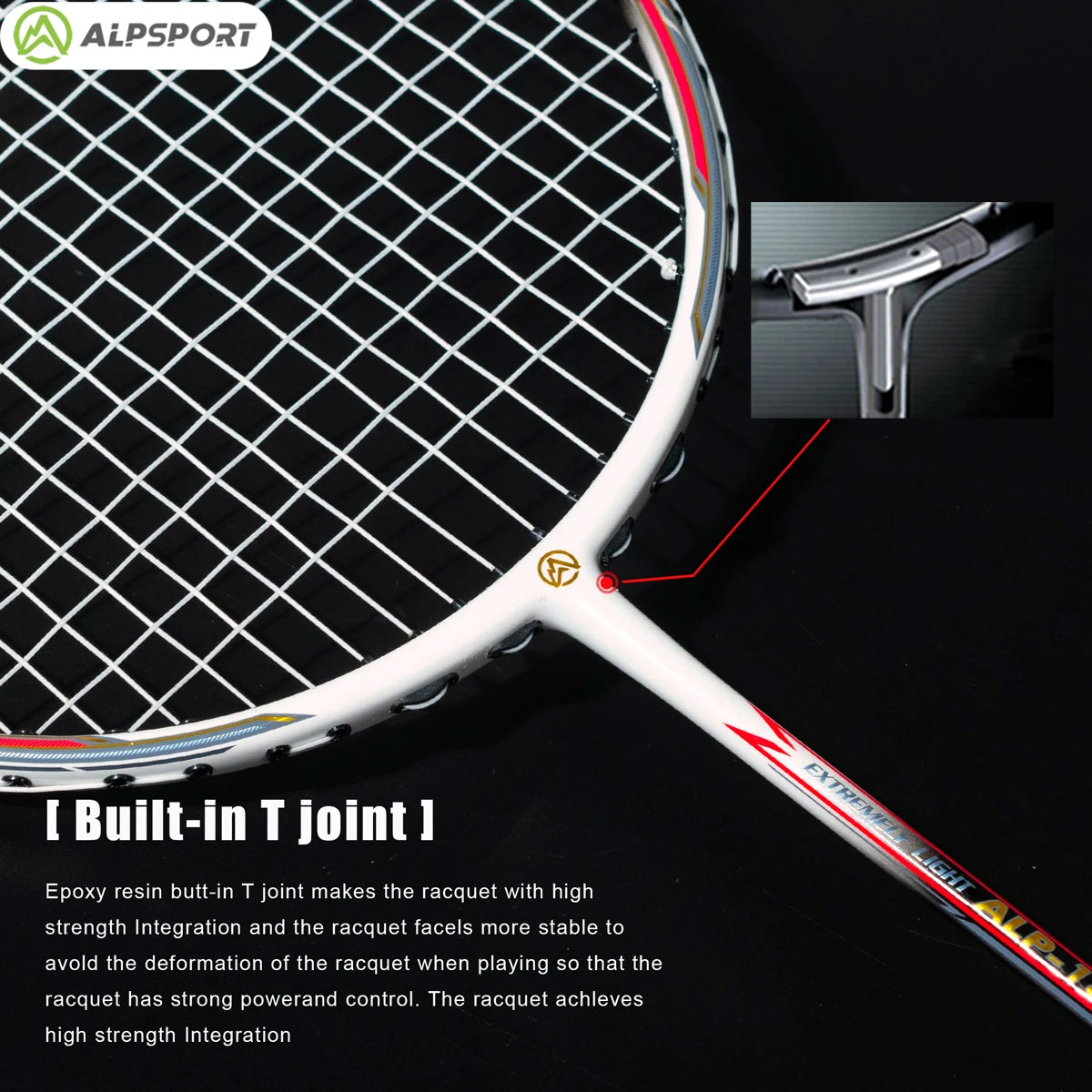 ALPSPORT AIR 10U Ultralight 52g T800 Badminton Racket Fast Rebound Lmported MAX 28LBS Carbon Fiber + Titanium Badminton Racket