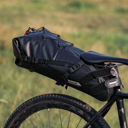 Rhinowalk Bike Saddle Bag – Waterproof 5–13L Expandable Rear Rack Bag with Reflective Details