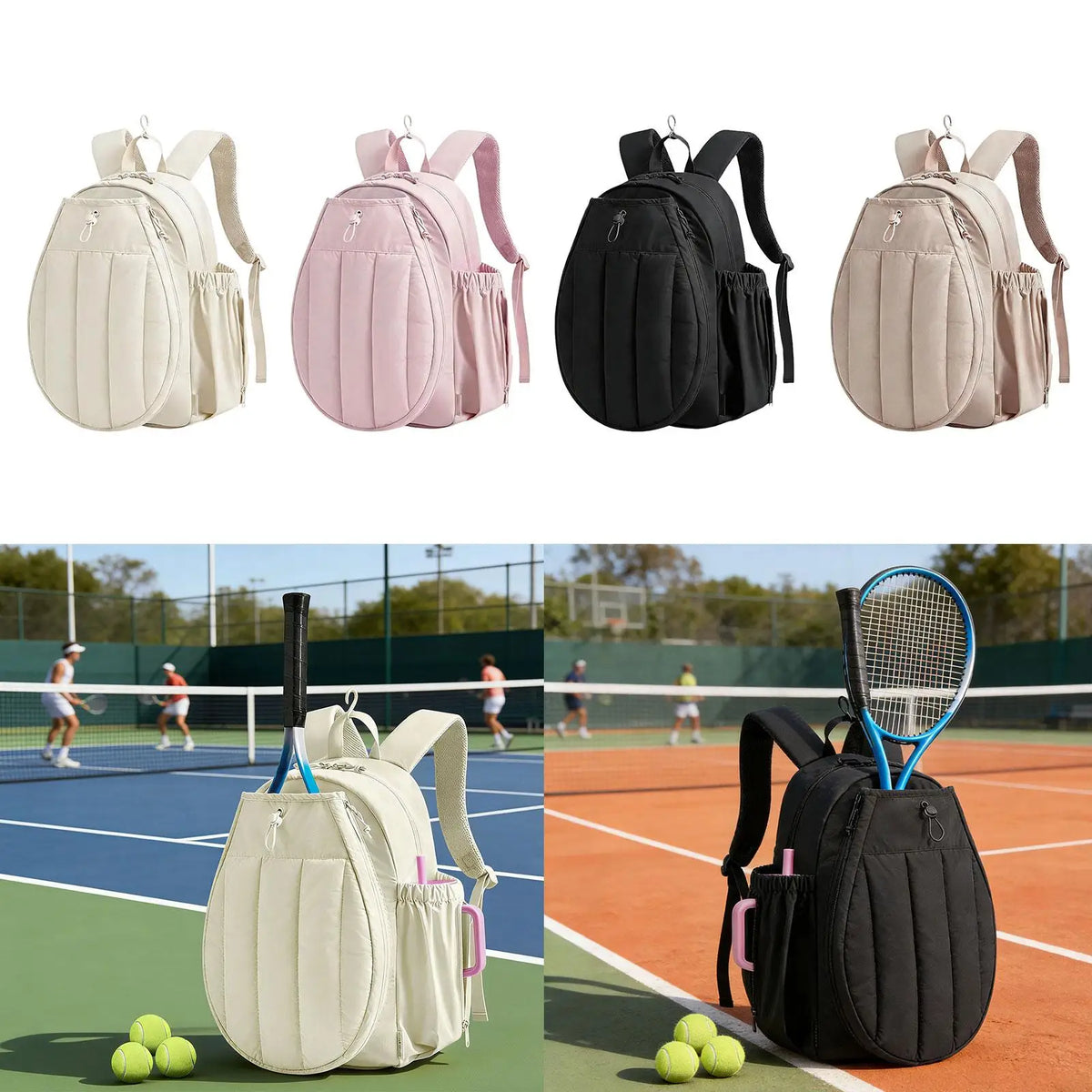 Waterproof Tennis Racket Bag, Large-Capacity Sports Carry Bag with Multiple Compartments, for Tennis, Gym & School
