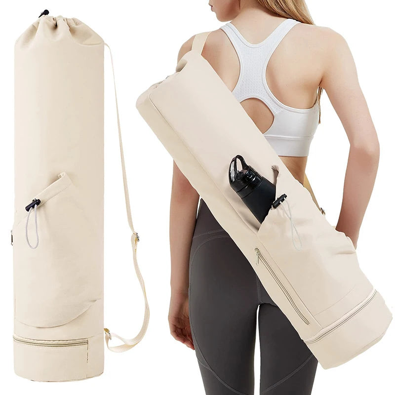 Large-Capacity Yoga Mat Bag – Adjustable Shoulder Strap, Water Bottle Pocket & Wet Compartment