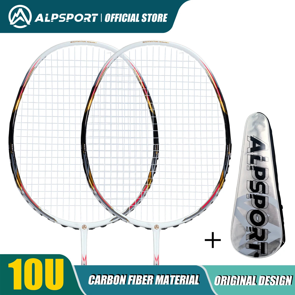 ALPSPORT AIR 10U Ultralight 52g T800 Badminton Racket Fast Rebound Lmported MAX 28LBS Carbon Fiber + Titanium Badminton Racket
