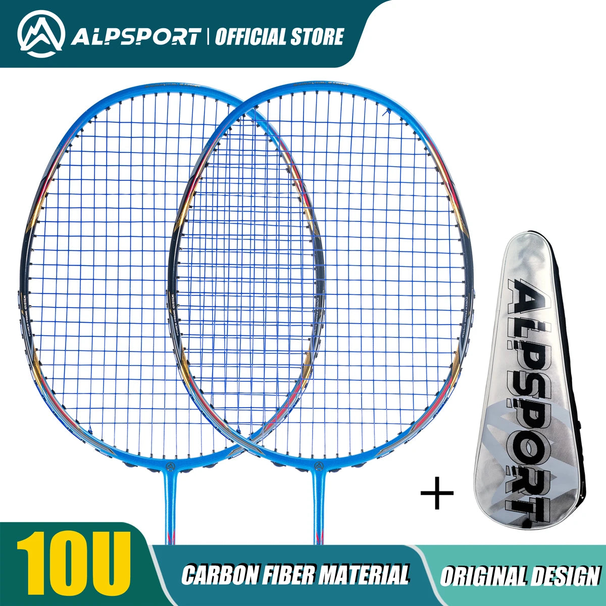 ALPSPORT AIR 10U Ultralight 52g T800 Badminton Racket Fast Rebound Lmported MAX 28LBS Carbon Fiber + Titanium Badminton Racket