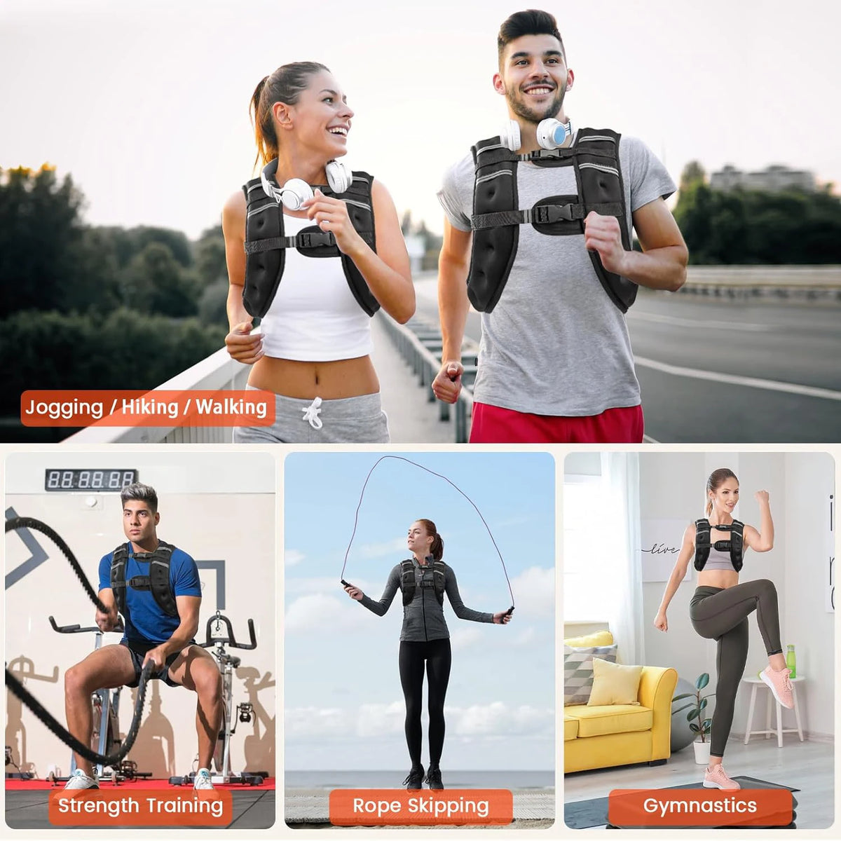 Weighted Vest with Reflective Stripes – Adjustable Workout & Strength Training Vest for Running, Fitness & Exercise