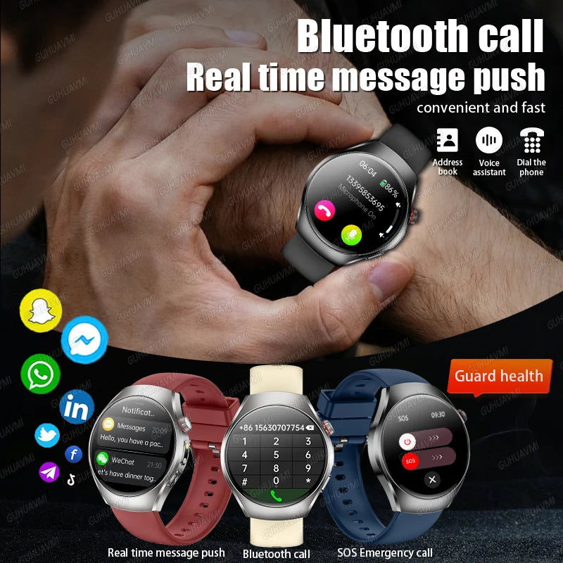 GUHUAVMI AI Smartwatch, 1.47" AMOLED Fitness Watch with ECG & PPG Monitoring, Blood Pressure Tracking, Smart Health Features for Men & Women