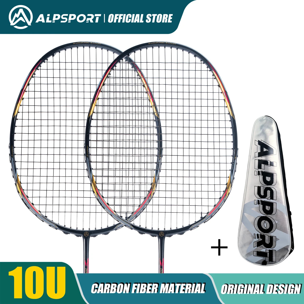 ALPSPORT AIR 10U Ultralight 52g T800 Badminton Racket Fast Rebound Lmported MAX 28LBS Carbon Fiber + Titanium Badminton Racket