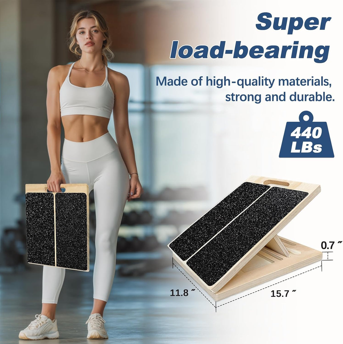Adjustable Wooden Slant Board – Calf Stretch & Ankle Mobility Wedge for Squats, Balance & Leg Training