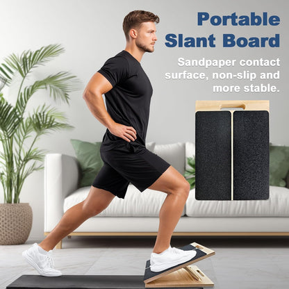 Adjustable Wooden Slant Board – Calf Stretch & Ankle Mobility Wedge for Squats, Balance & Leg Training