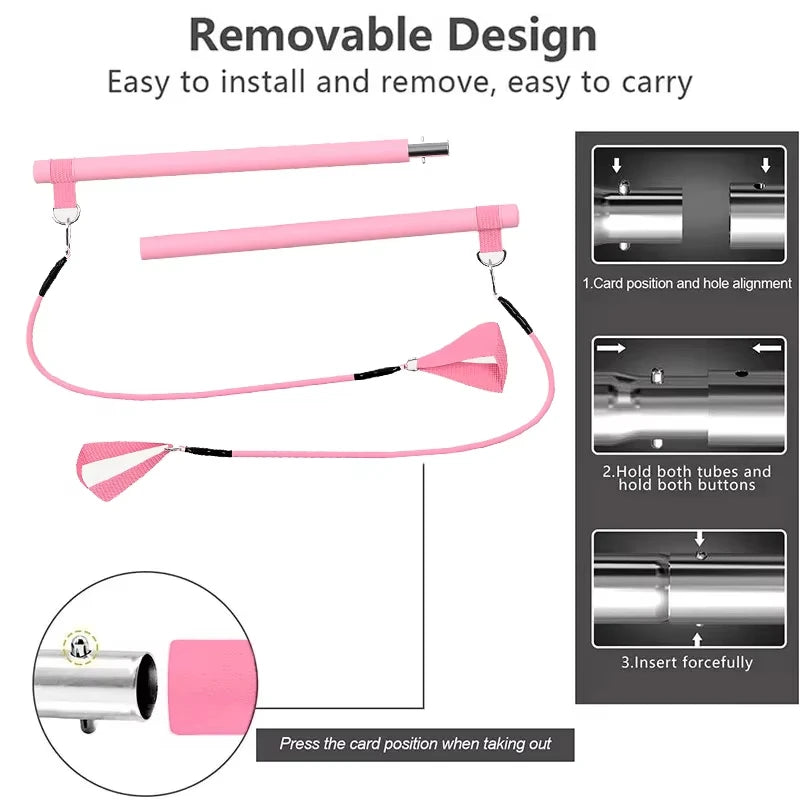 Pilates Bar Kit with Resistance Bands, Full-Body Home Gym Workout Set, Portable Yoga & Strength Training Equipment