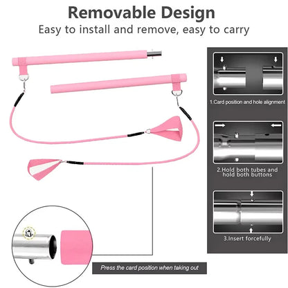 Pilates Bar Kit with Resistance Bands, Full-Body Home Gym Workout Set, Portable Yoga & Strength Training Equipment