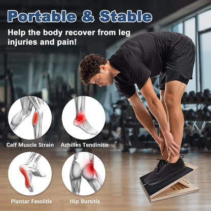 Adjustable Wooden Slant Board – Calf Stretch & Ankle Mobility Wedge for Squats, Balance & Leg Training