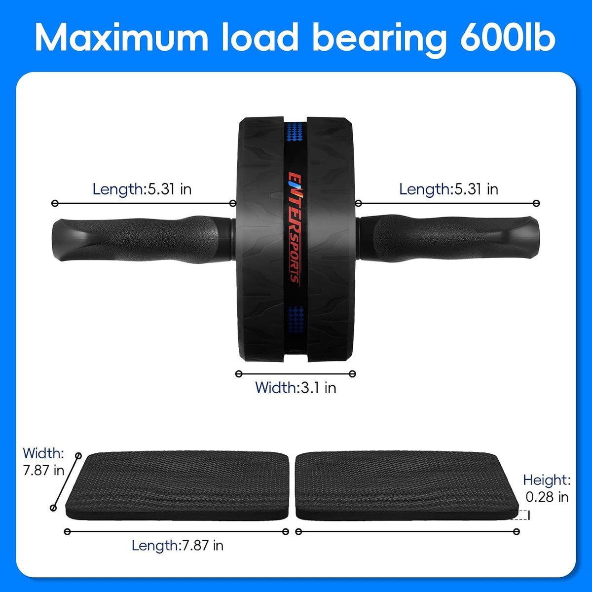 Ab Roller Wheel with Extra-Thick Non-Slip Knee Mat, Core & Abdominal Workout Equipment