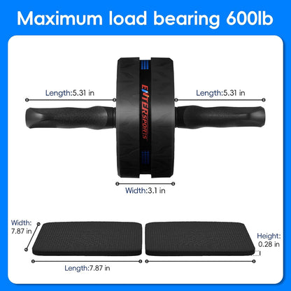 Ab Roller Wheel with Extra-Thick Non-Slip Knee Mat, Core & Abdominal Workout Equipment